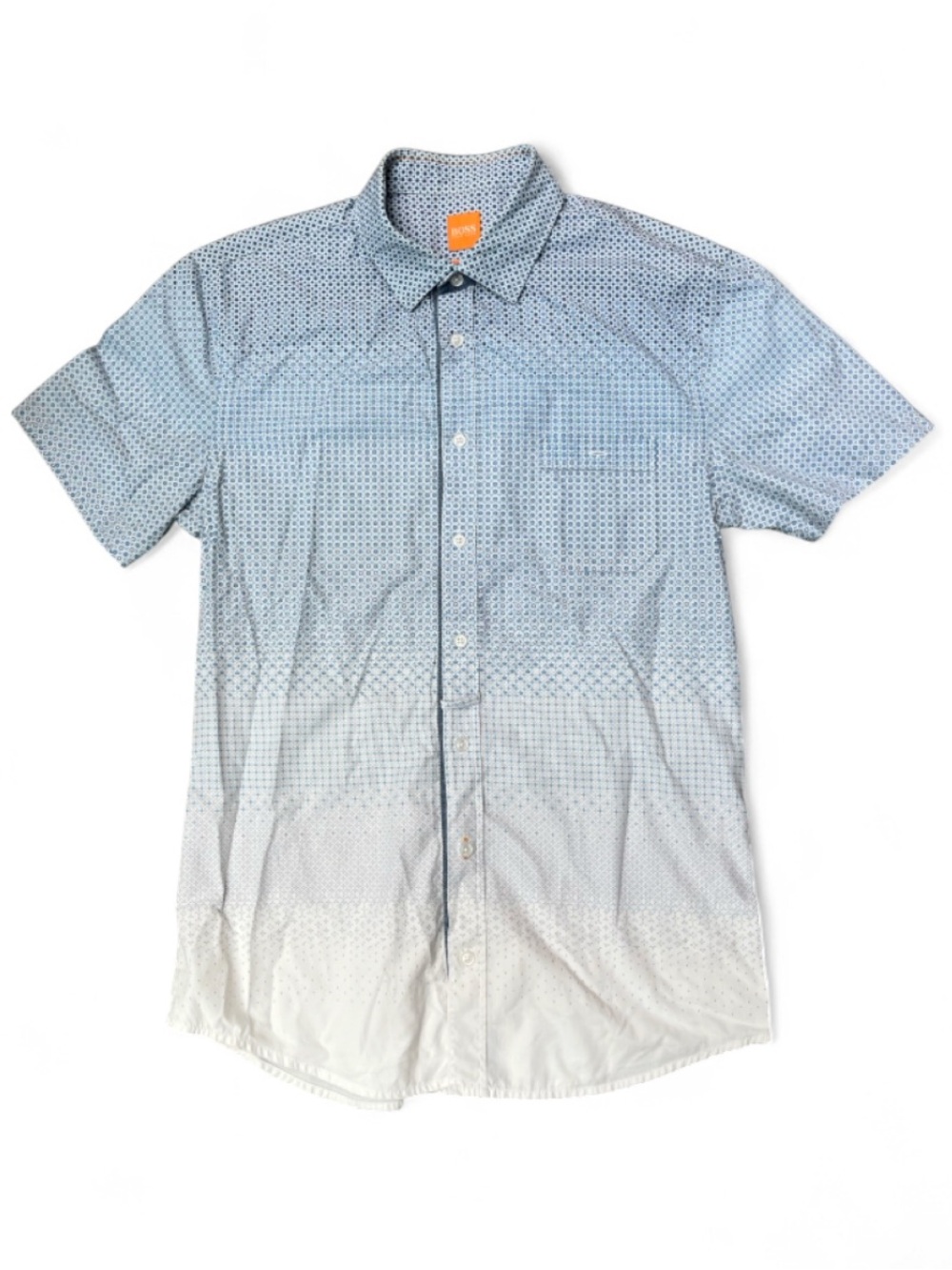 Hugo Boss Orange size large Men's Gradient Blue Short-Sleeve Button-Up Shirt